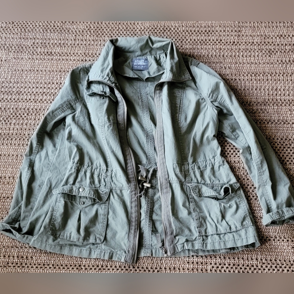 Ashley by 26 International Green Utility Jacket Hoodie Womens Large